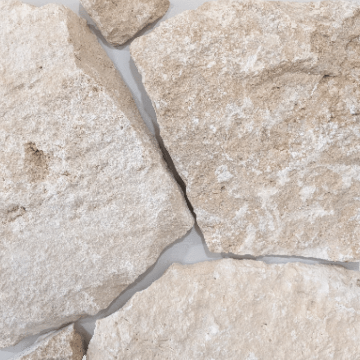 Cream and linen travertine hues in a stone cladding